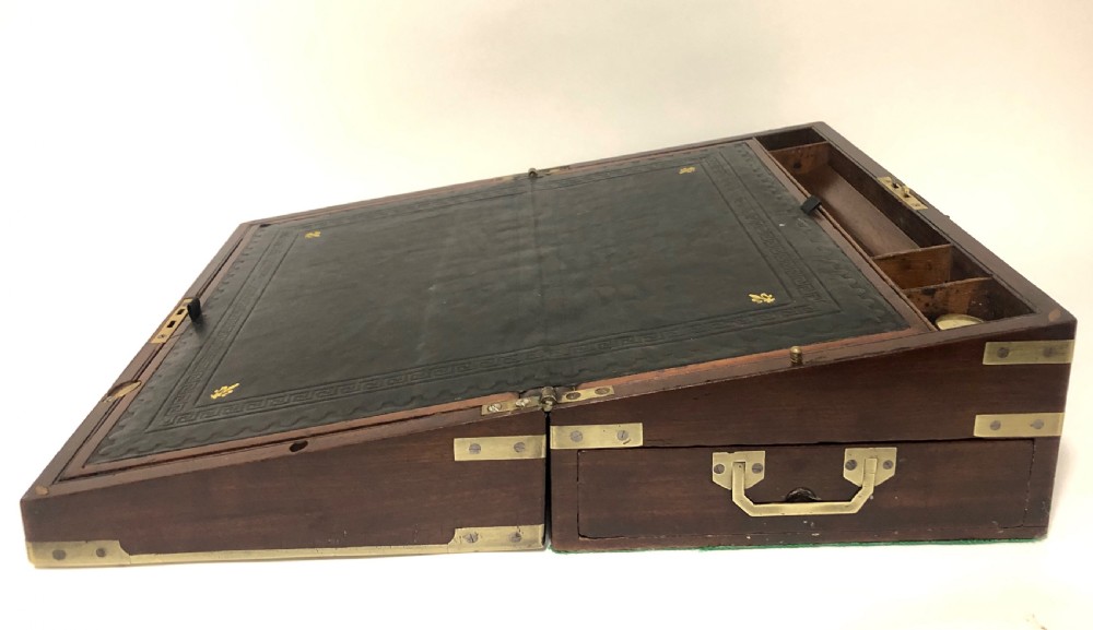 Antique Mahogany Campaign Writing Slope Box View VI