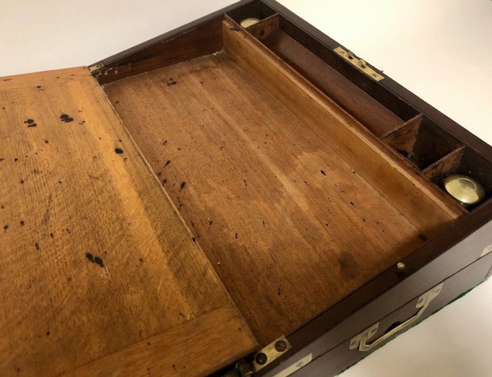Antique Mahogany Campaign Writing Slope Box View IX