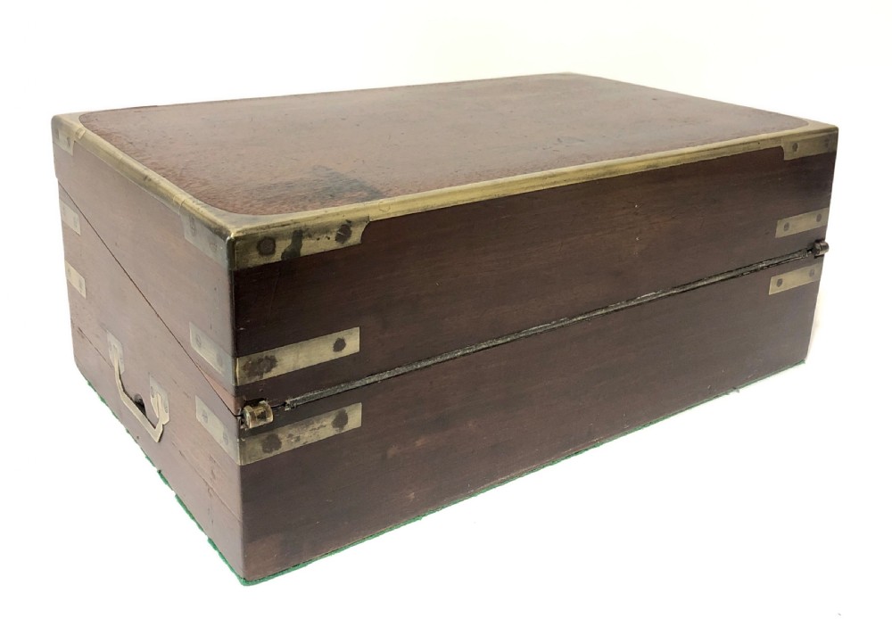 Antique Mahogany Campaign Writing Slope Box View XII