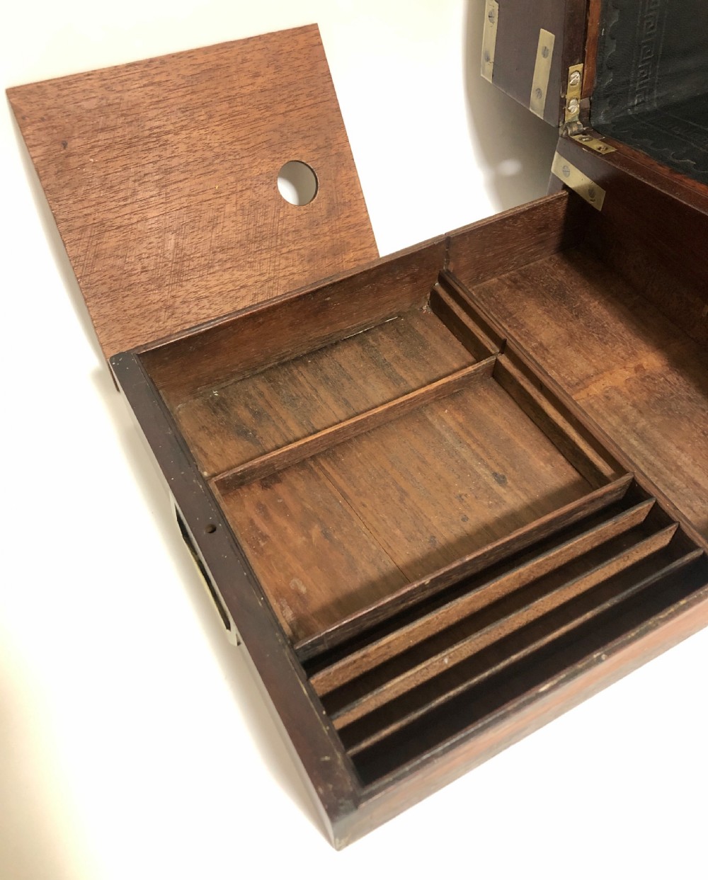 Antique Mahogany Campaign Writing Slope Box View XIV