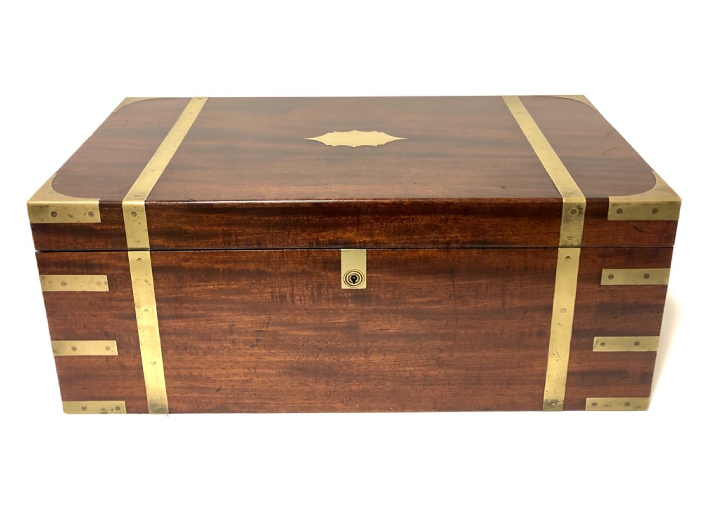 Large Antique Campaign Mahogany Writing Slope Box View II