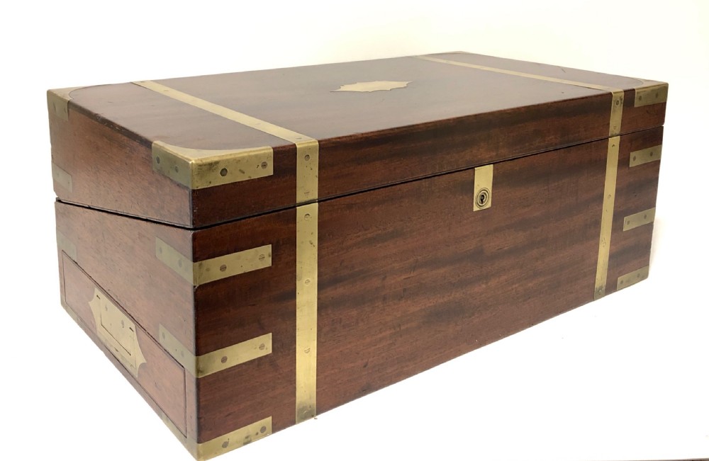 Large Antique Campaign Mahogany Writing Slope Box View III