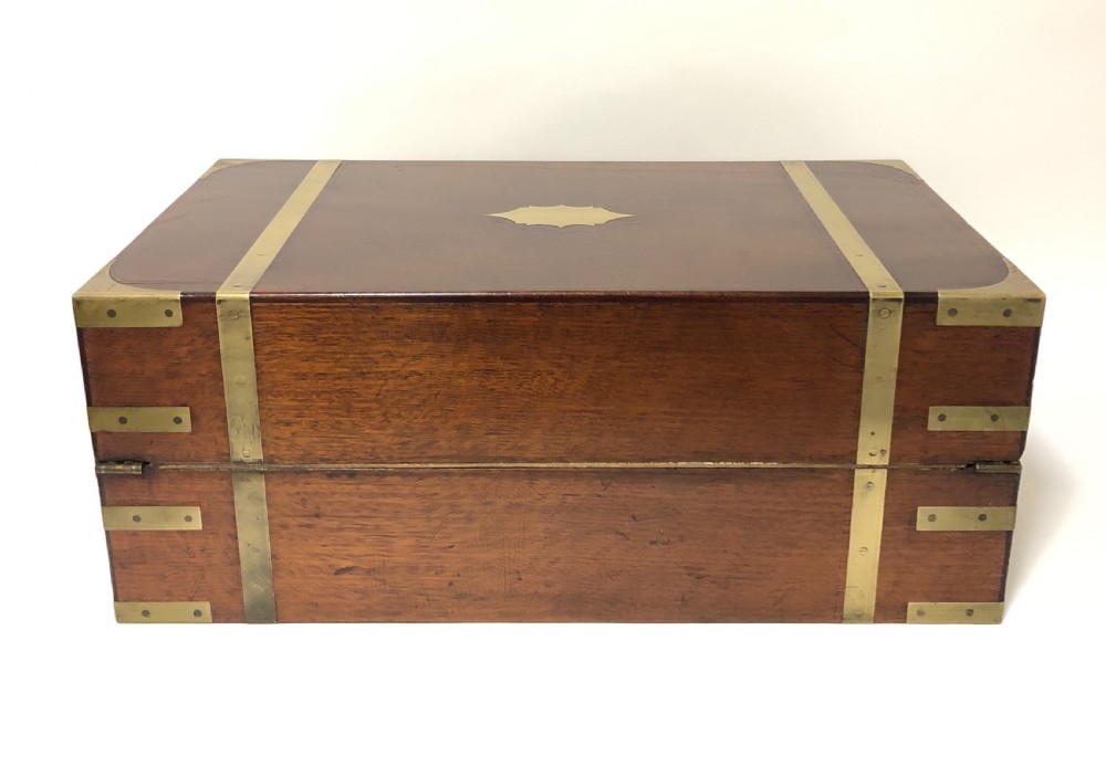 Large Antique Campaign Mahogany Writing Slope Box View VII
