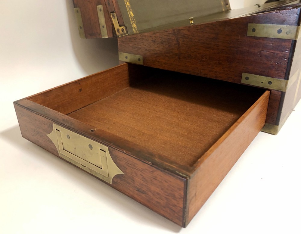 Large Antique Campaign Mahogany Writing Slope Box View XIII