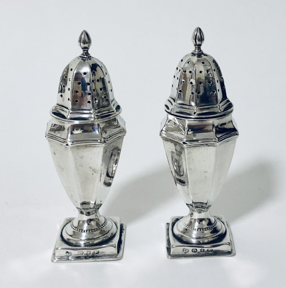 Pair Victorian Solid Silver Pepper Shakers
