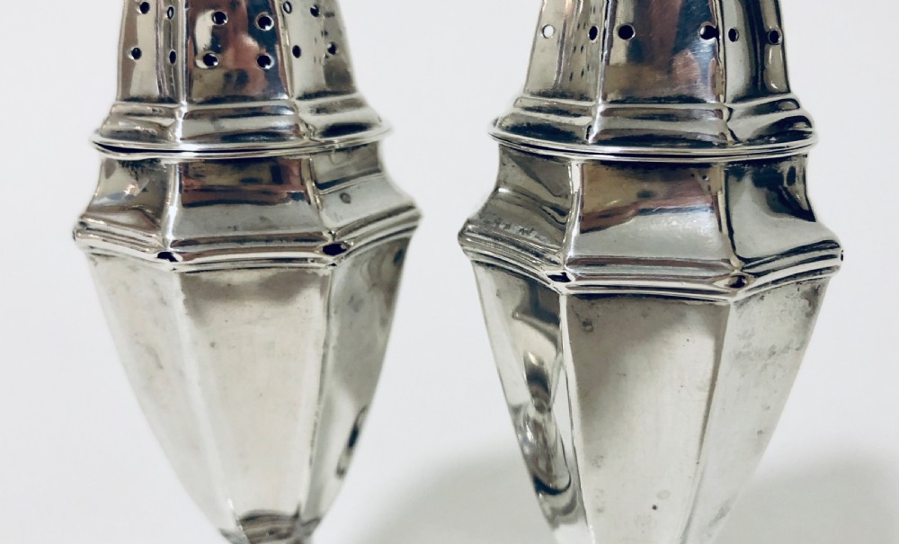 Pair Victorian Solid Silver Pepper Shakers View X