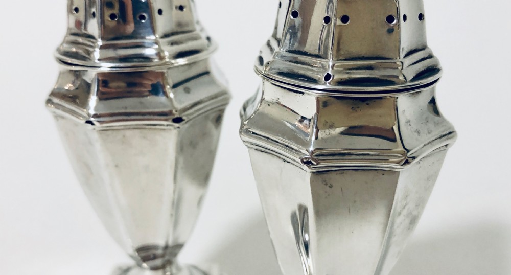 Pair Victorian Solid Silver Pepper Shakers View XI