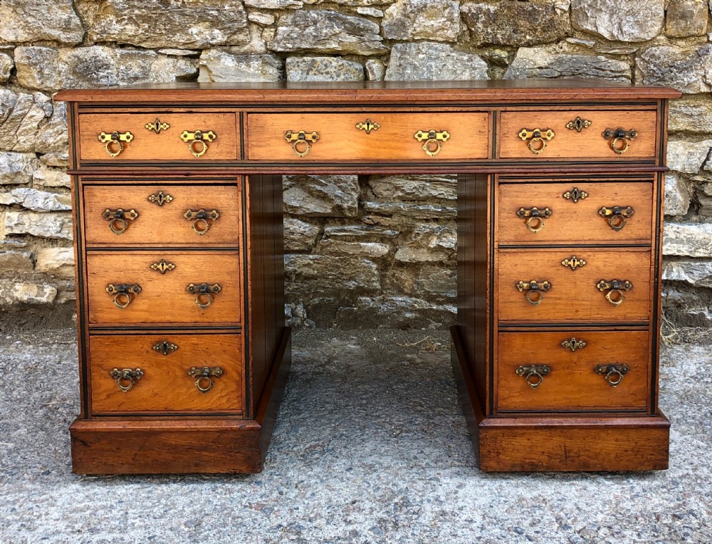 Antique Arts and Crafts Walnut Pedestal Desk View II