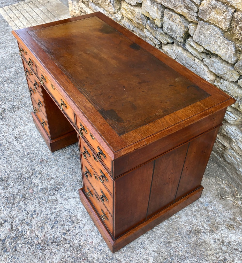 Antique Arts and Crafts Walnut Pedestal Desk View VI