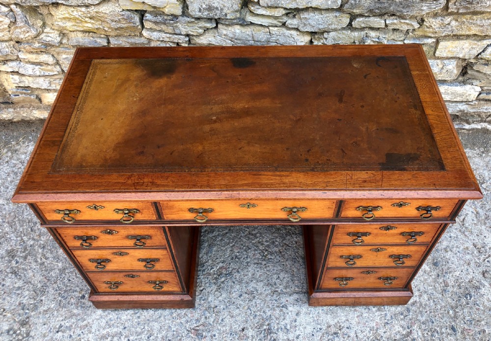 Antique Arts and Crafts Walnut Pedestal Desk View VII