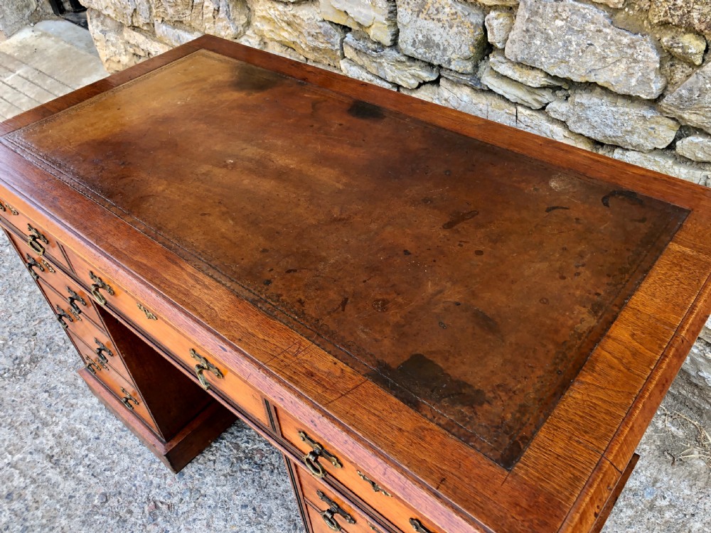 Antique Arts and Crafts Walnut Pedestal Desk View IX