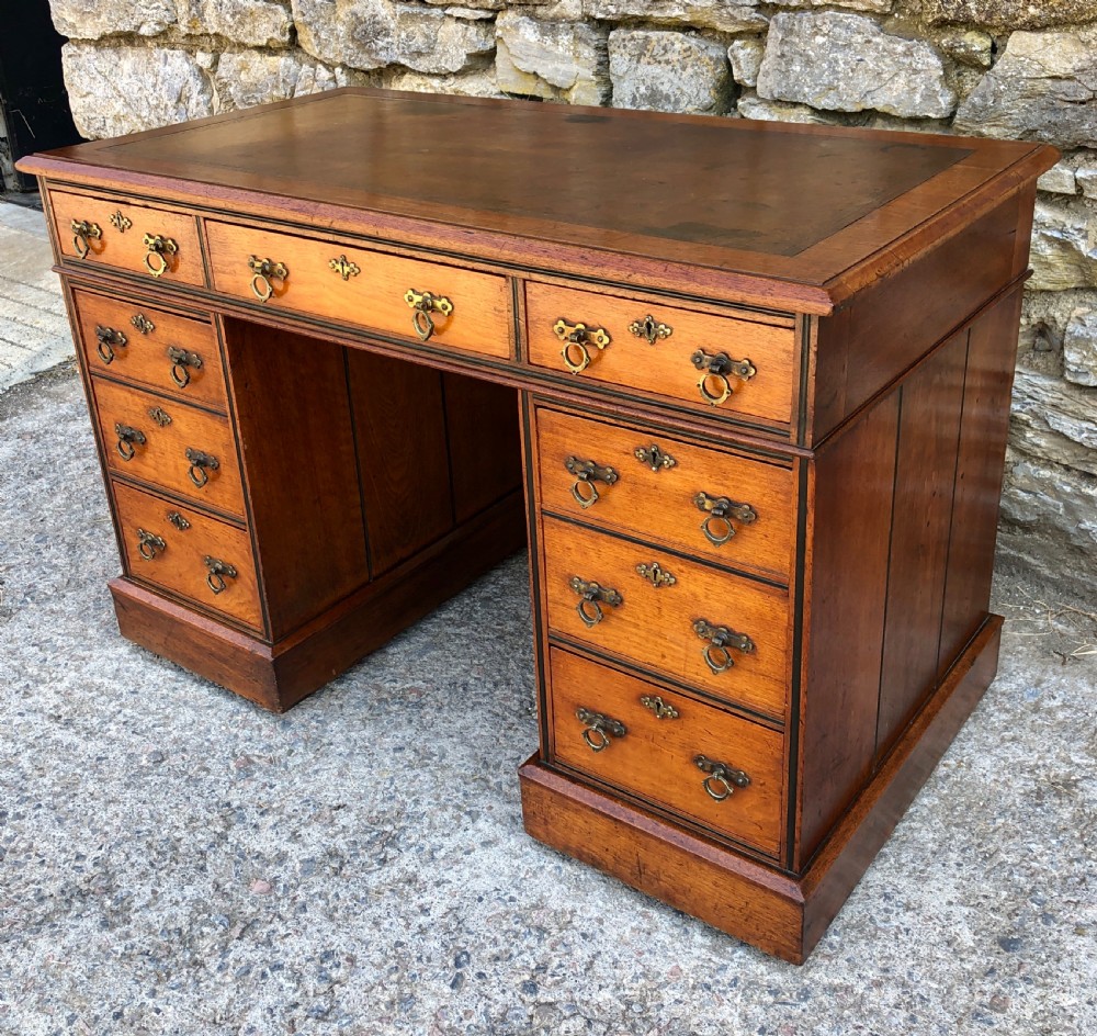 Antique Arts and Crafts Walnut Pedestal Desk View X