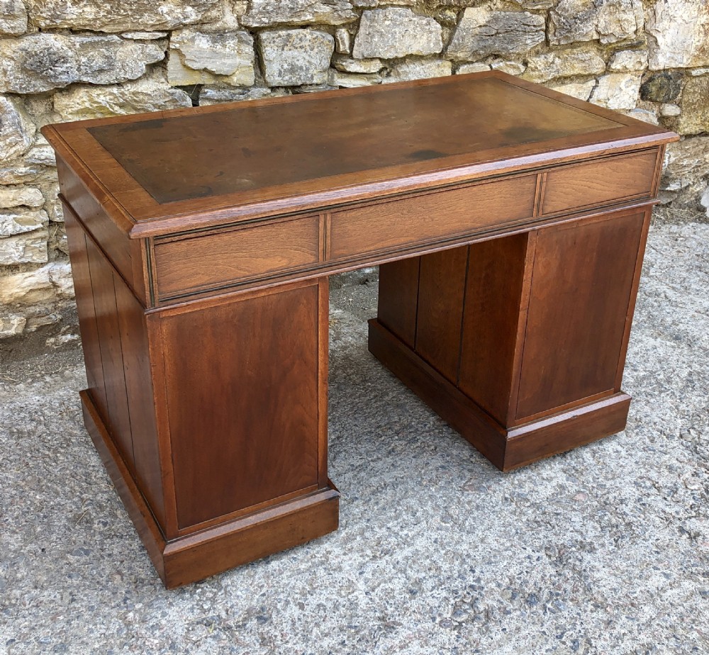 Antique Arts and Crafts Walnut Pedestal Desk View XX