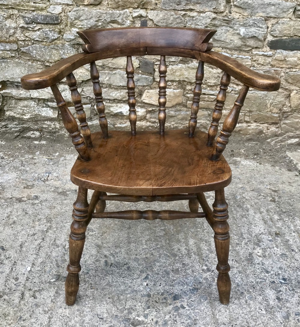 Antique Captains Smokers Bow Armchair 