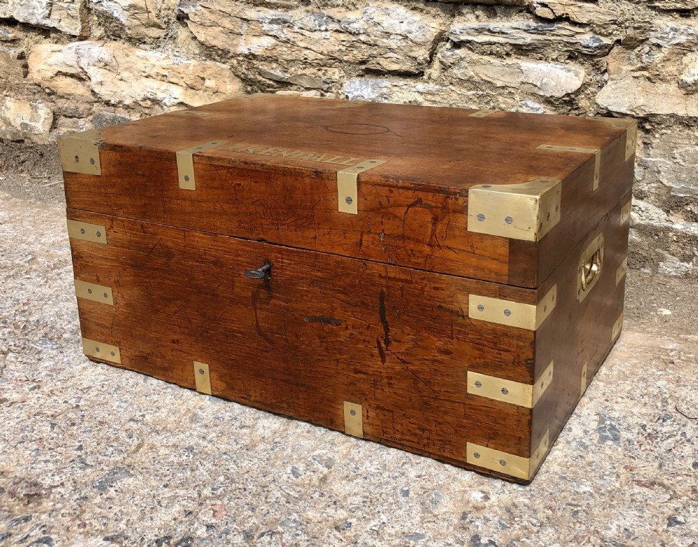 Antique Teak Campaign Writing Box View II