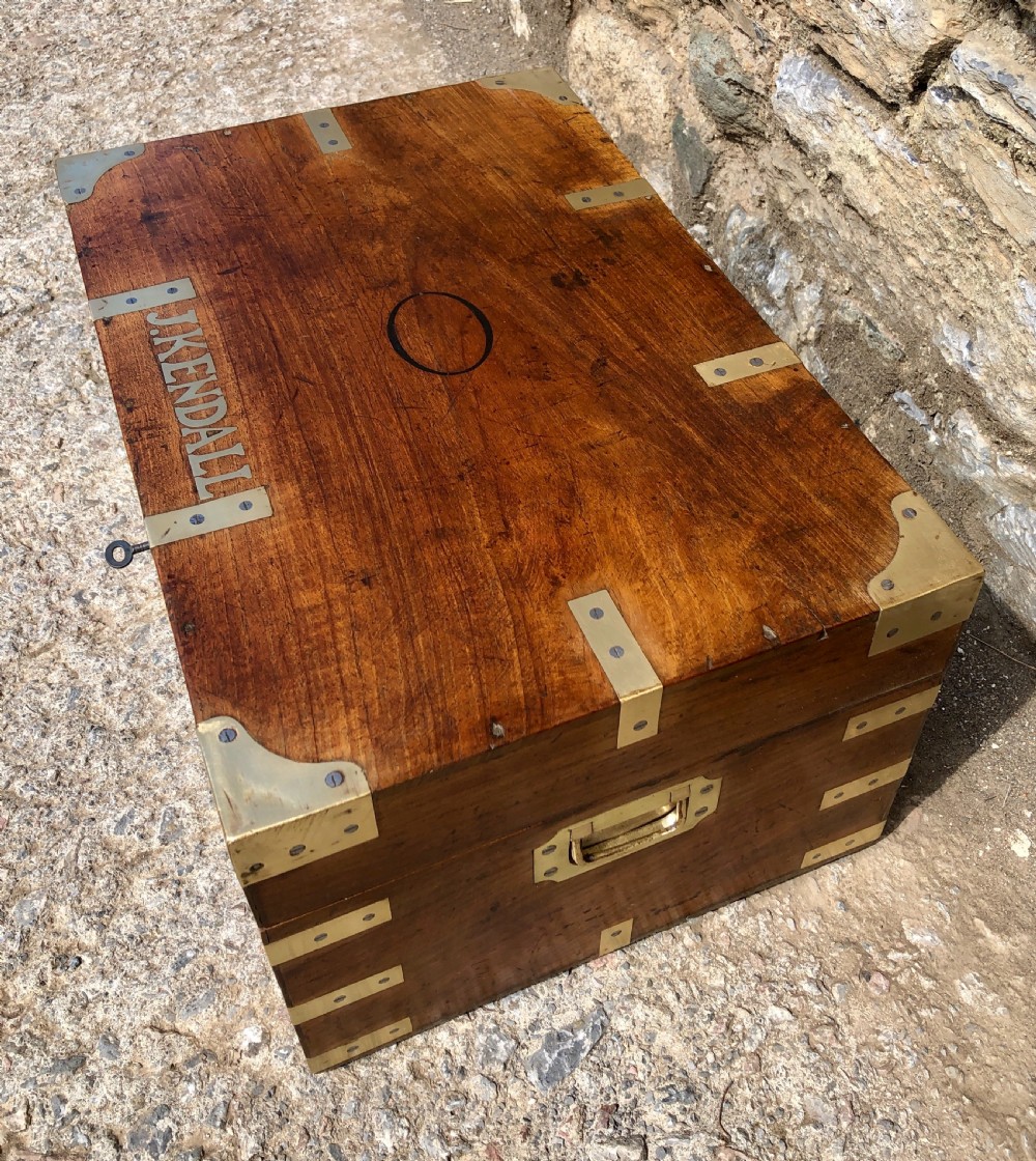 Antique Teak Campaign Writing Box View III
