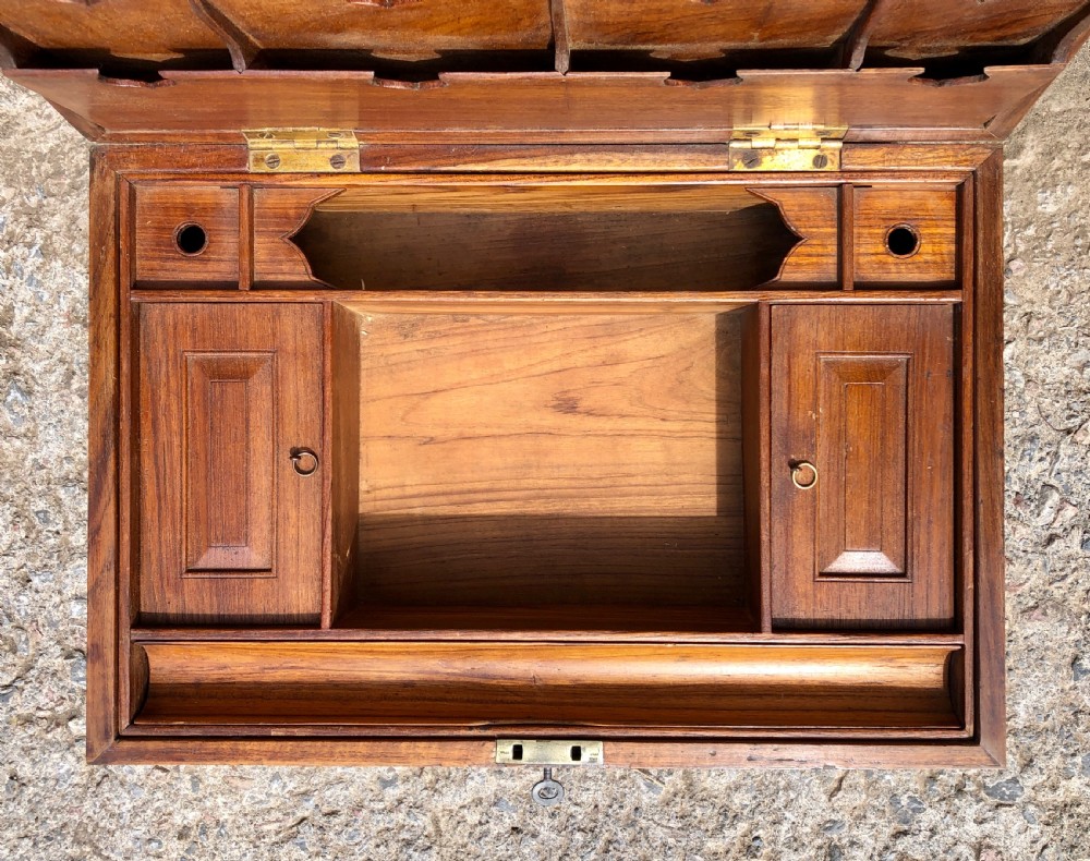 Antique Teak Campaign Writing Box View IX