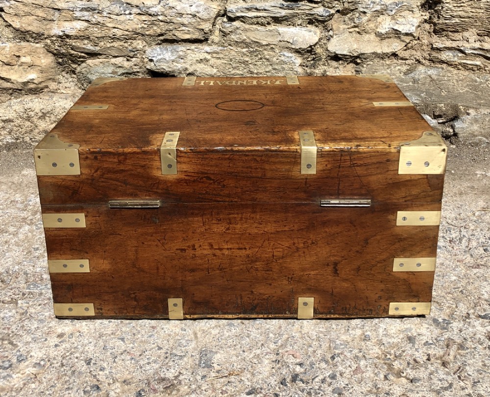 Antique Teak Campaign Writing Box View XIV
