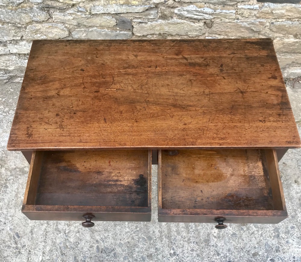 Antique Mahogany Two Drawer Side Table View V
