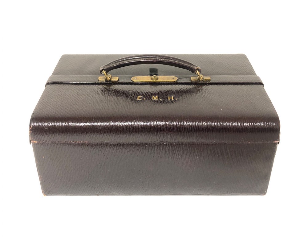 Antique Leather Gladstone Jewellery Case