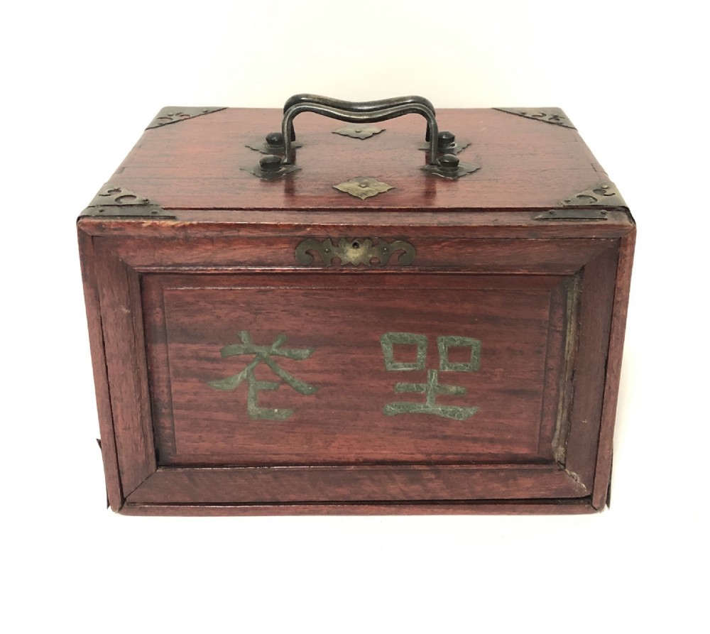 Antique Bone and Bamboo Mahjong Set in Original Box View II