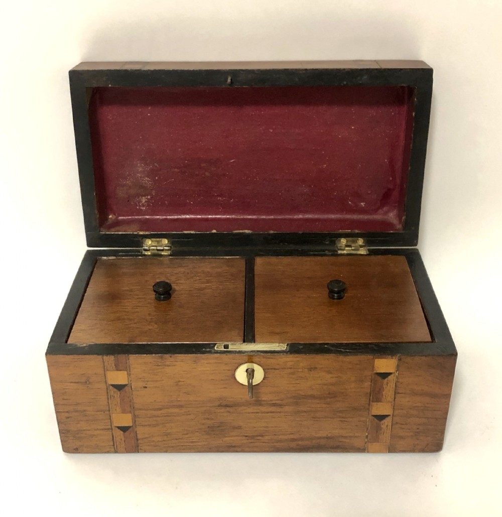 Victorian Tunbridge Ware Walnut Tea Caddy