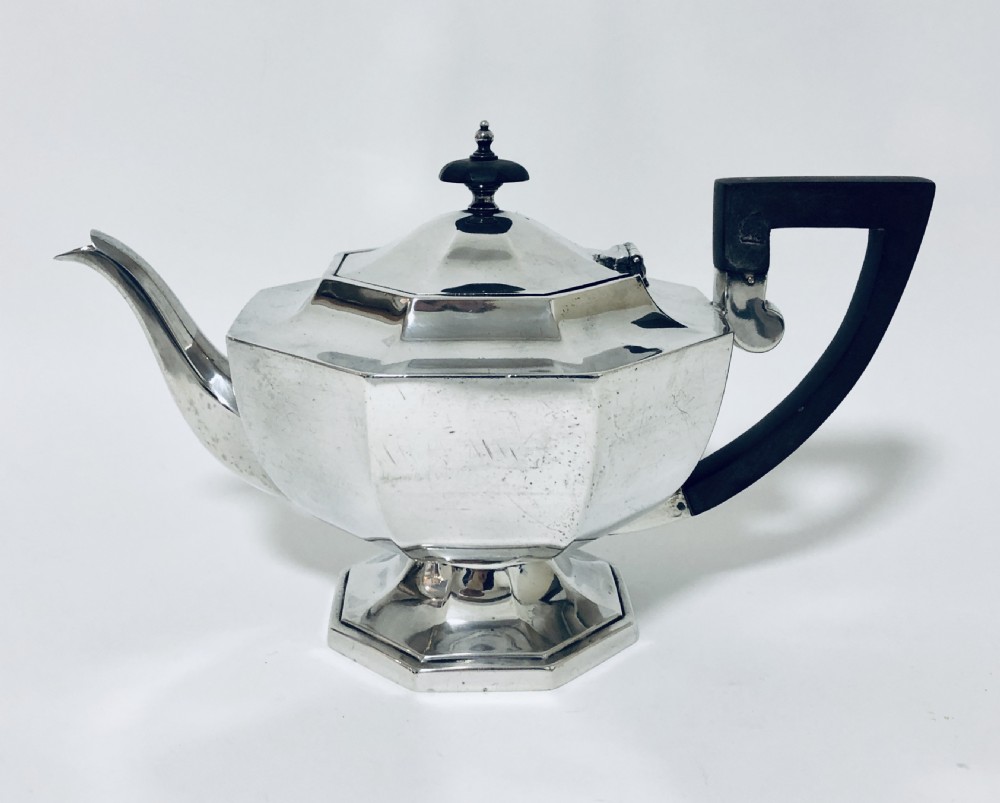 Large Antique Art Deco Solid Silver Tea Pot