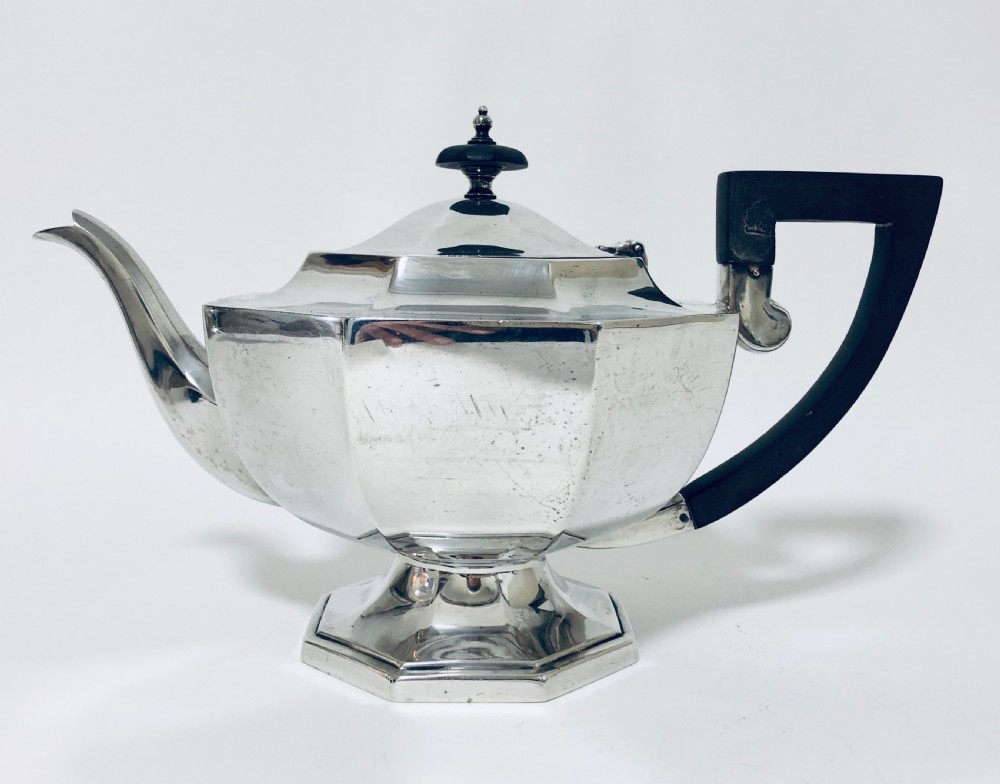 Large Antique Art Deco Solid Silver Tea Pot View X
