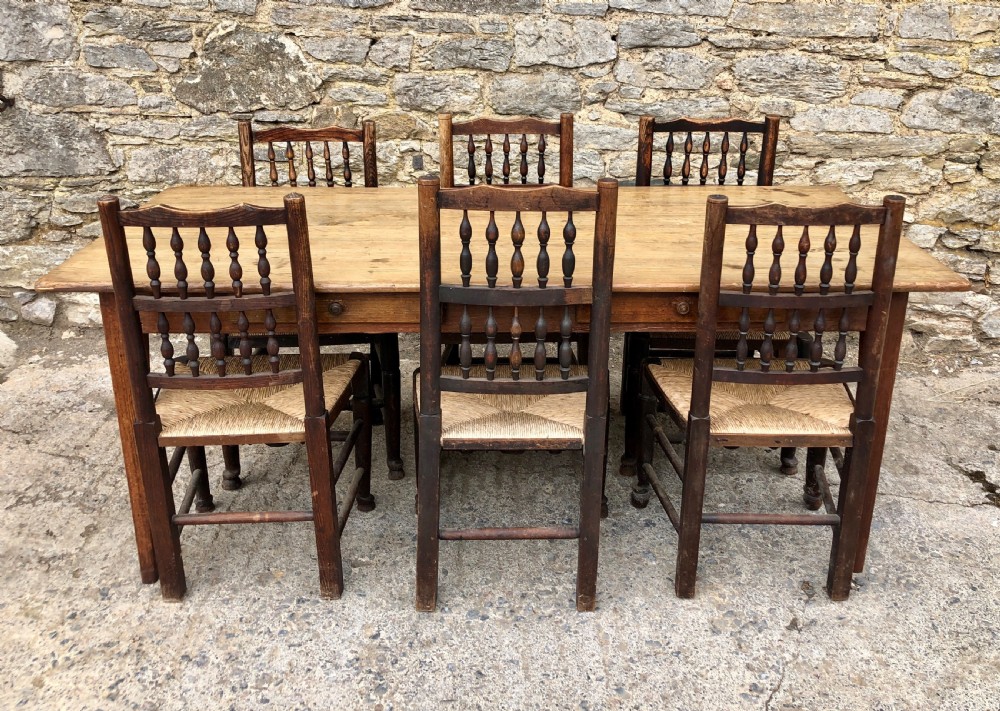 Large Antique Pine Farmhouse Table  View X
