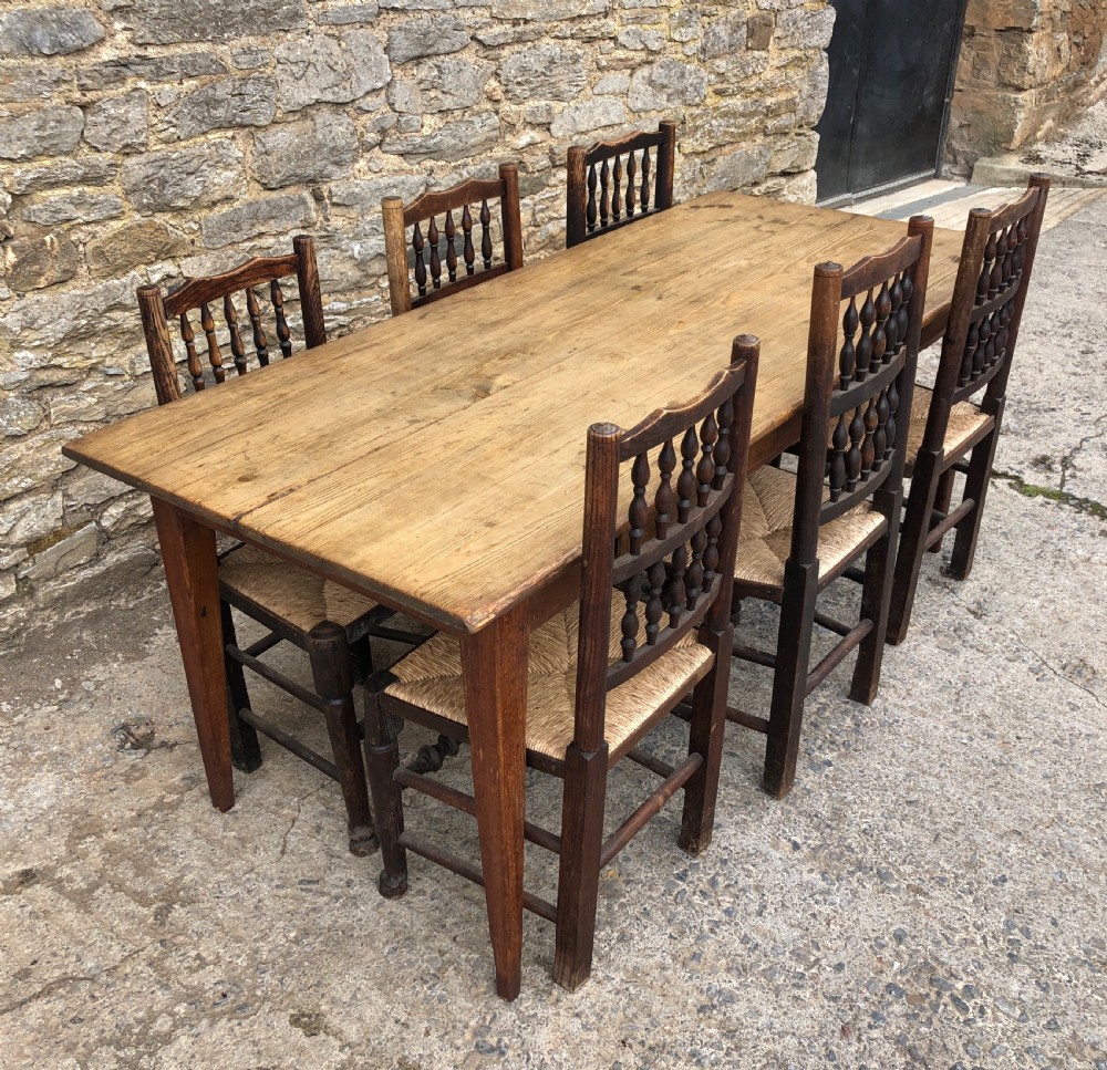 Large Antique Pine Farmhouse Table  View XV