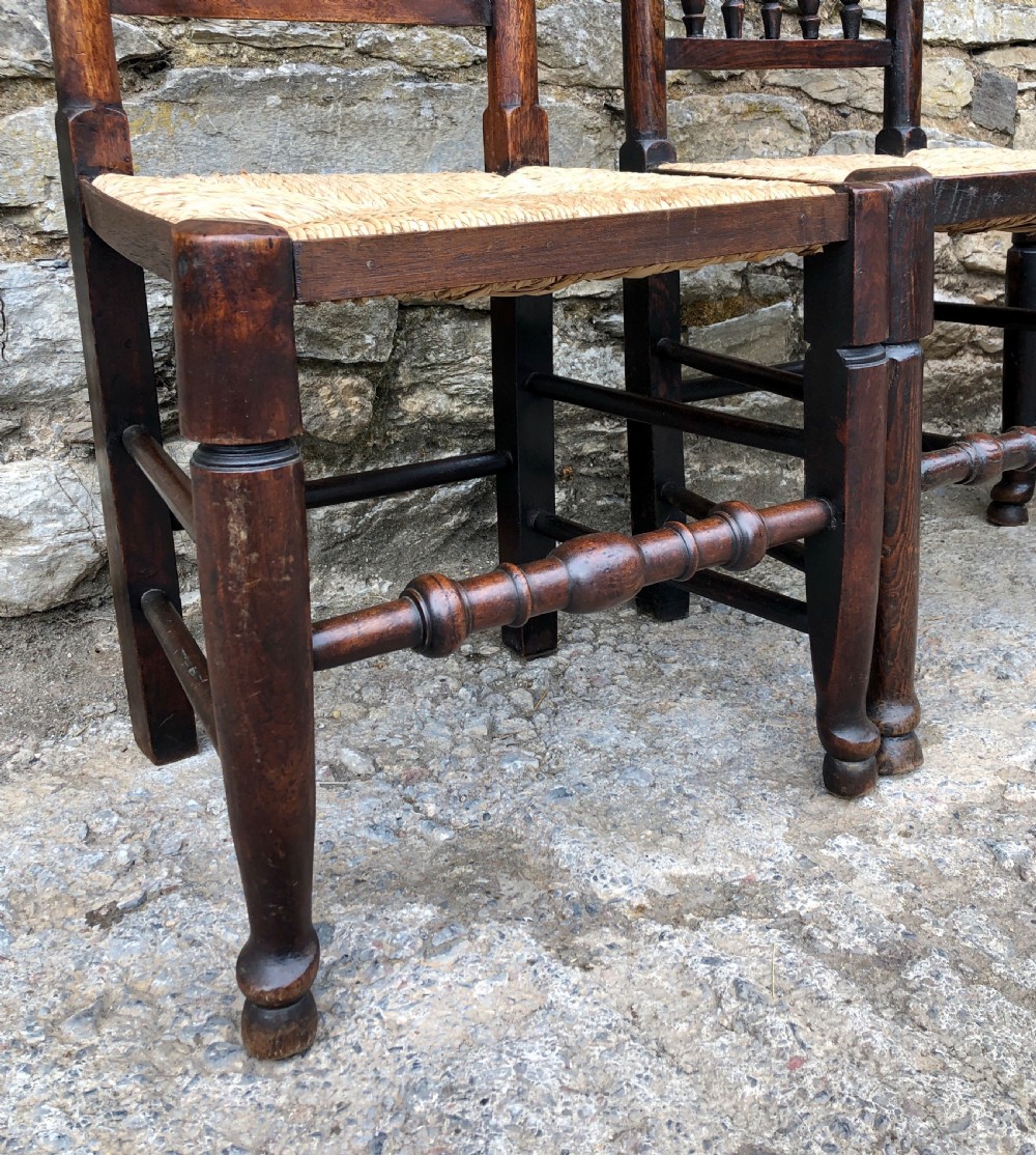 Harlequin Set of 6 Antique Rush Seat Spindle Back Chairs  View VIII