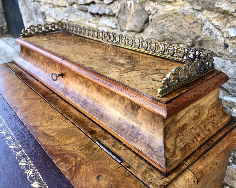 Antique Victorian Burr Walnut Davenport Desk View VII