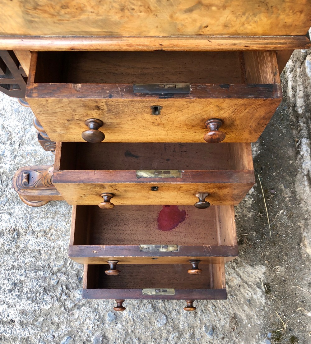 Antique Victorian Burr Walnut Davenport Desk View X
