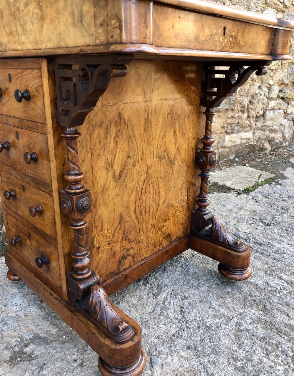 Antique Victorian Burr Walnut Davenport Desk View XXIII