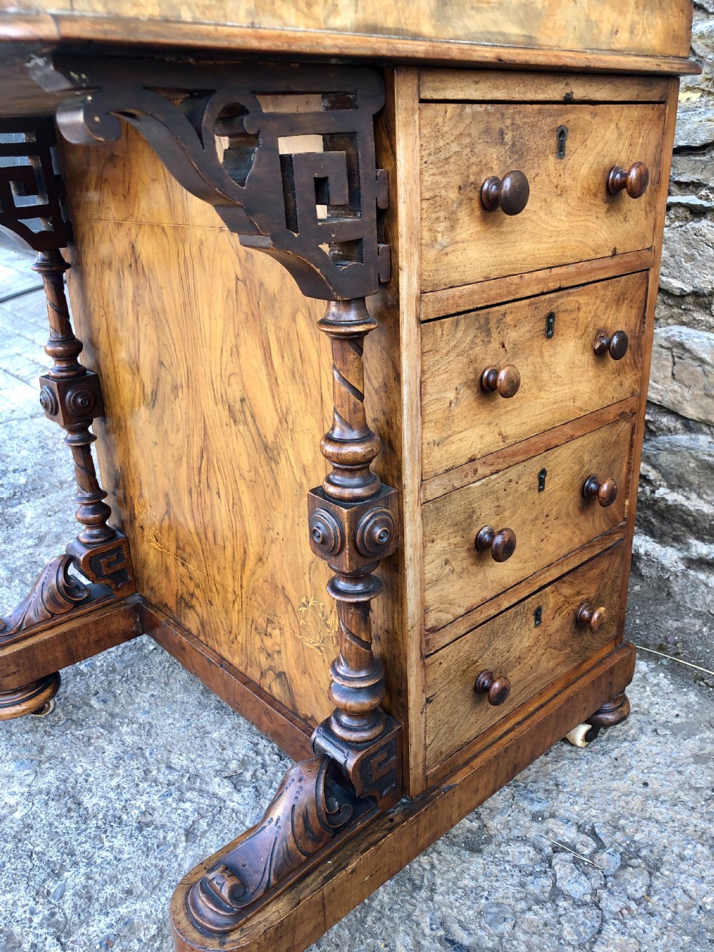 Antique Victorian Burr Walnut Davenport Desk View XXIV