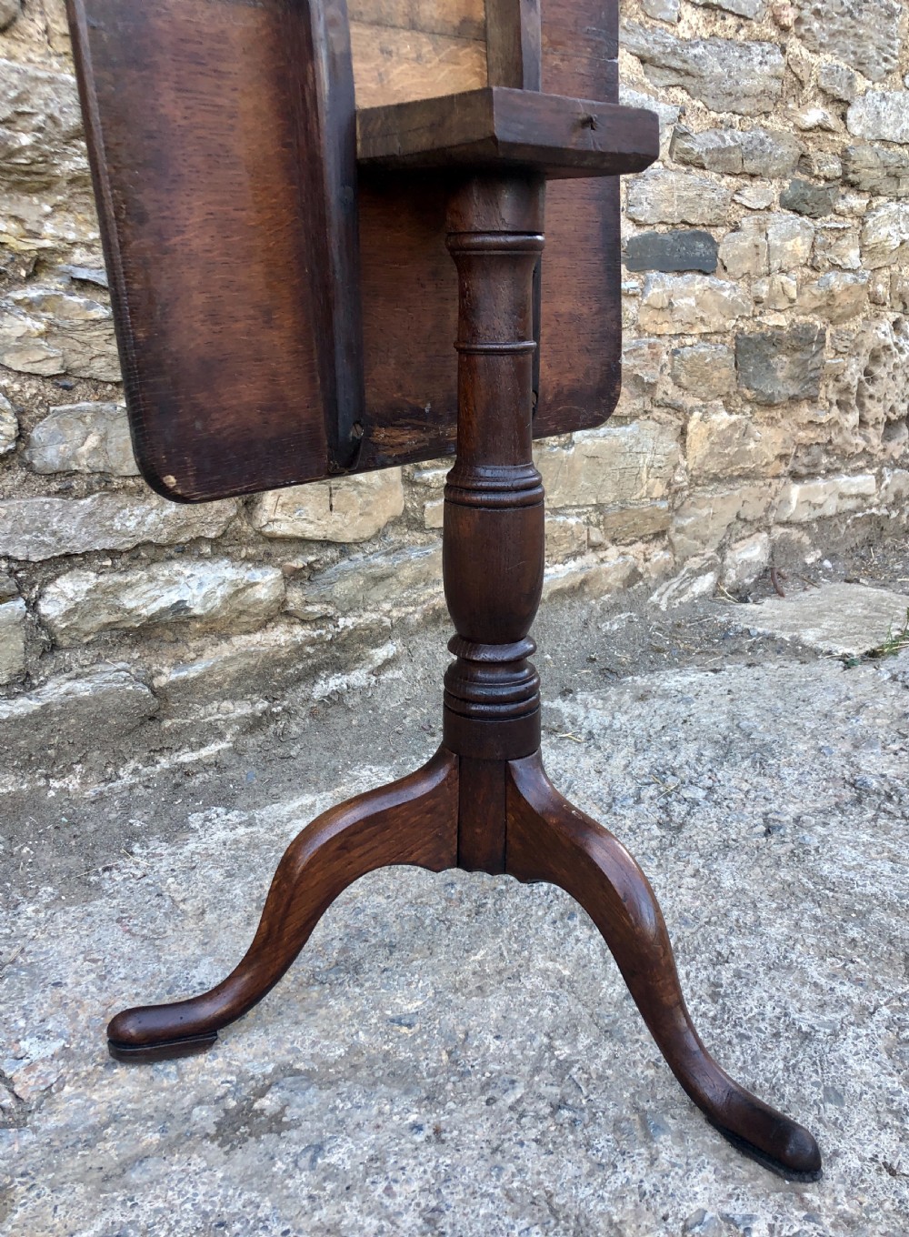 Antique Georgian Oak Tilt Top Occasional Table View VII