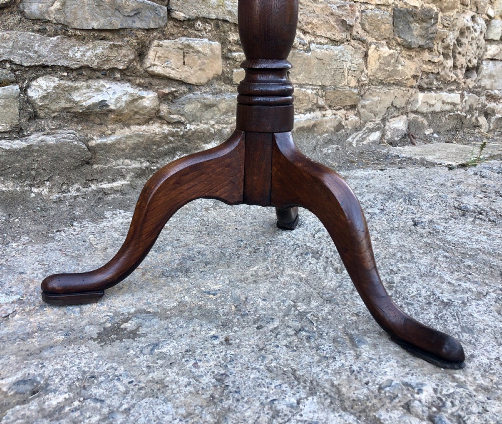Antique Georgian Oak Tilt Top Occasional Table View XI