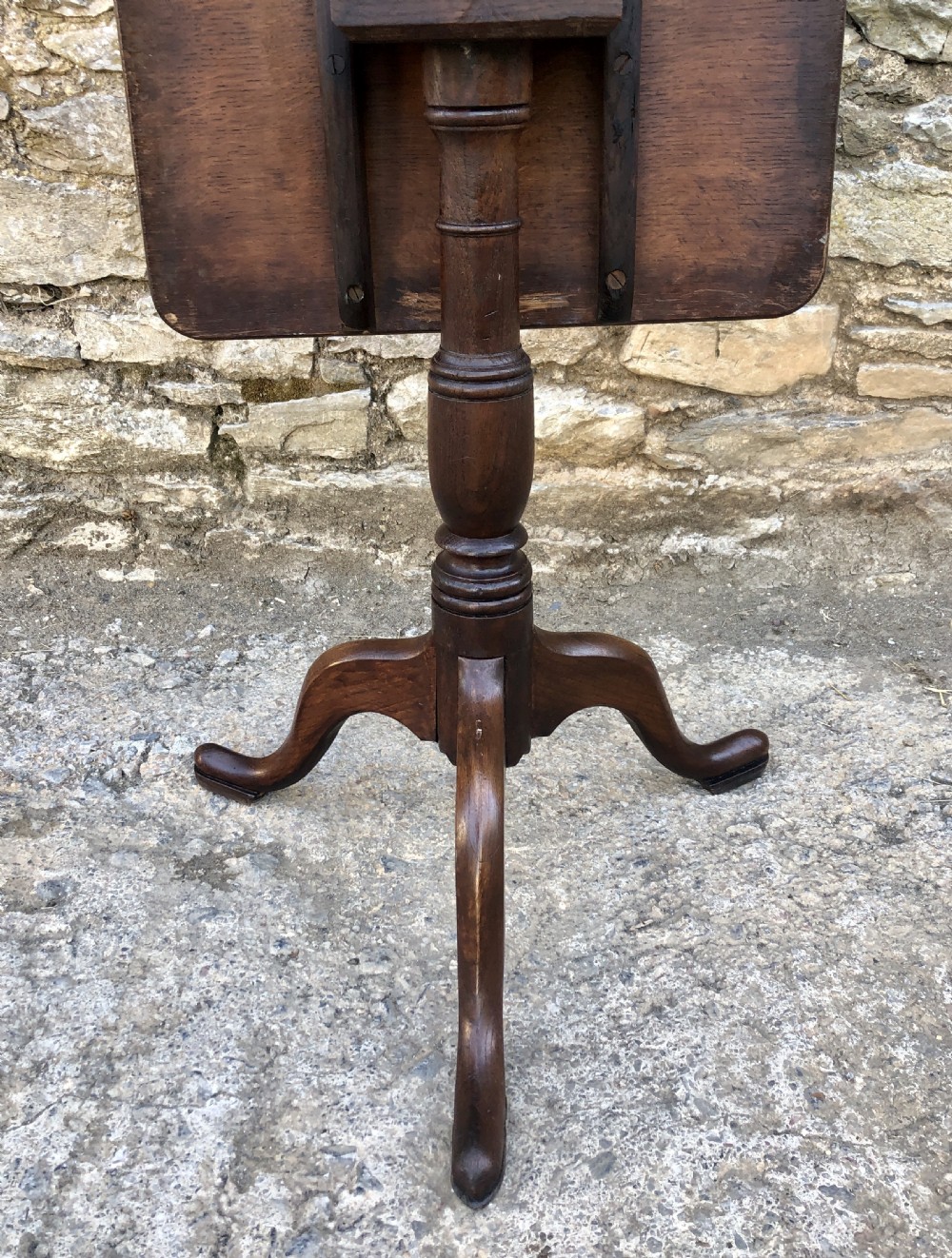Antique Georgian Oak Tilt Top Occasional Table View XII