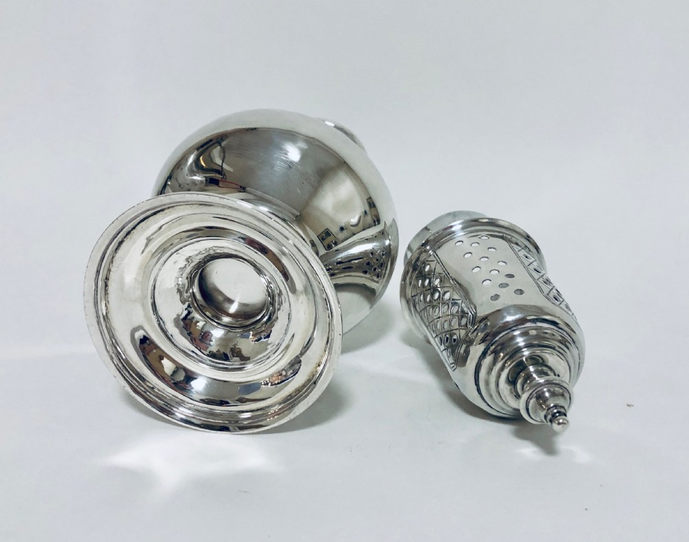 Large Antique Solid Silver Sugar Shaker Caster View X