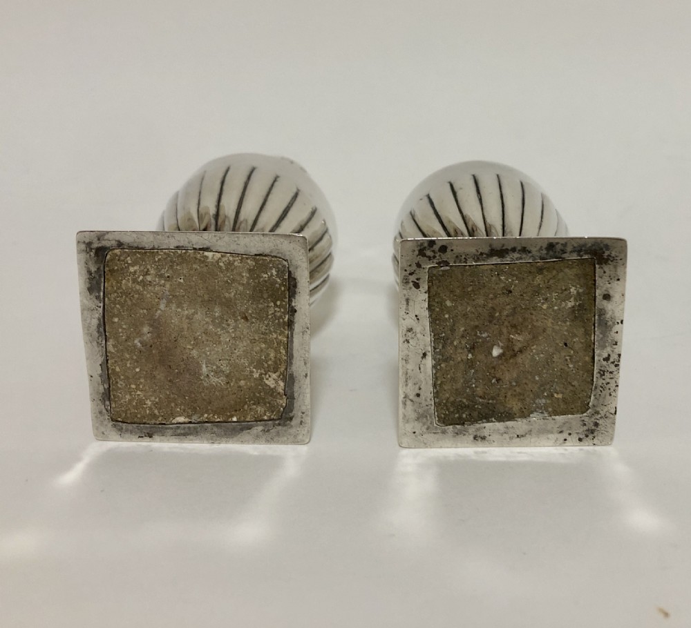 Pair of Antique Victorian Solid Silver Pepper Shakers Pepperettes View VII