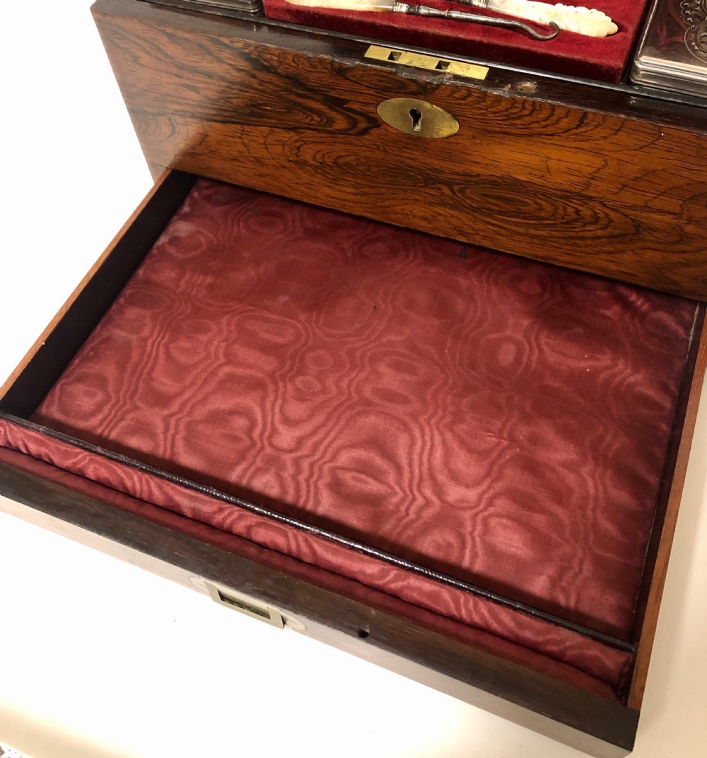 Victorian Rosewood Vanity Box with Silver Plated interior View XIV