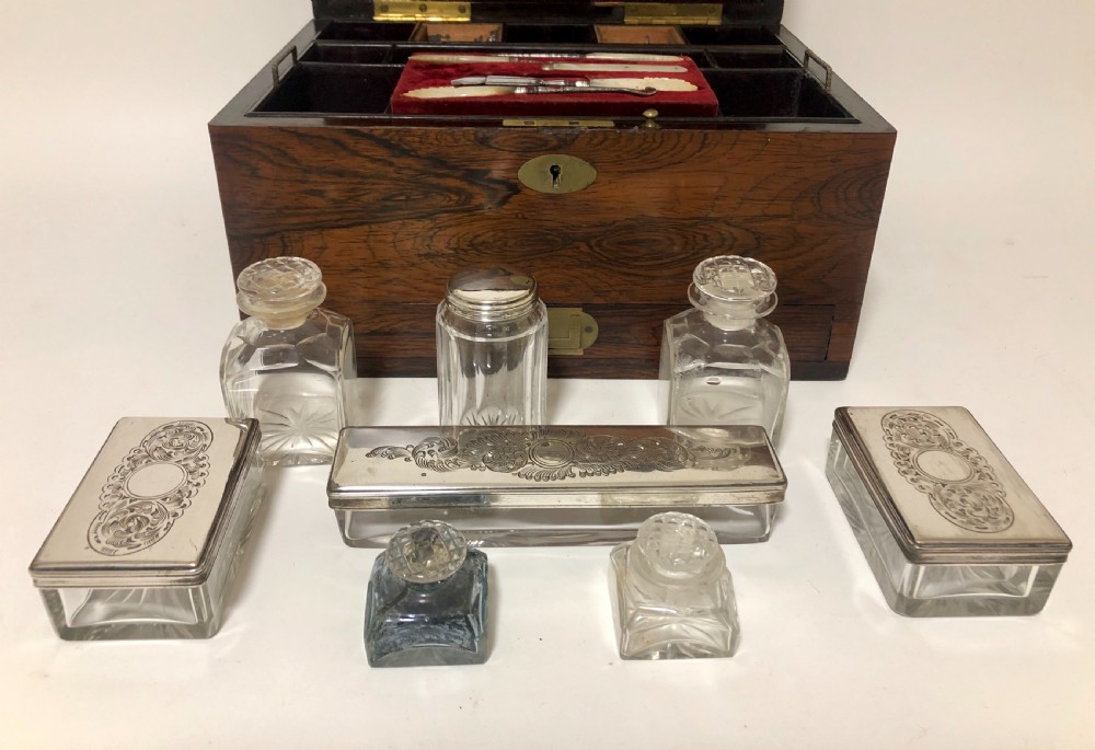 Victorian Rosewood Vanity Box with Silver Plated interior View XVI