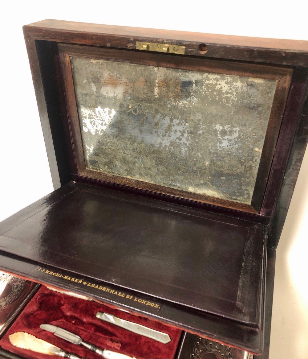 Victorian Rosewood Vanity Box with Silver Plated interior View XXI