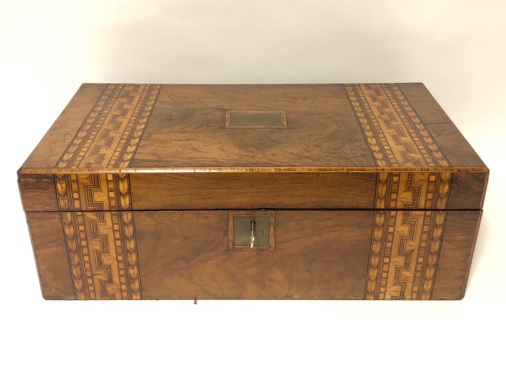 Antique Victorian Tunbridge Ware Writing Slope Box View II