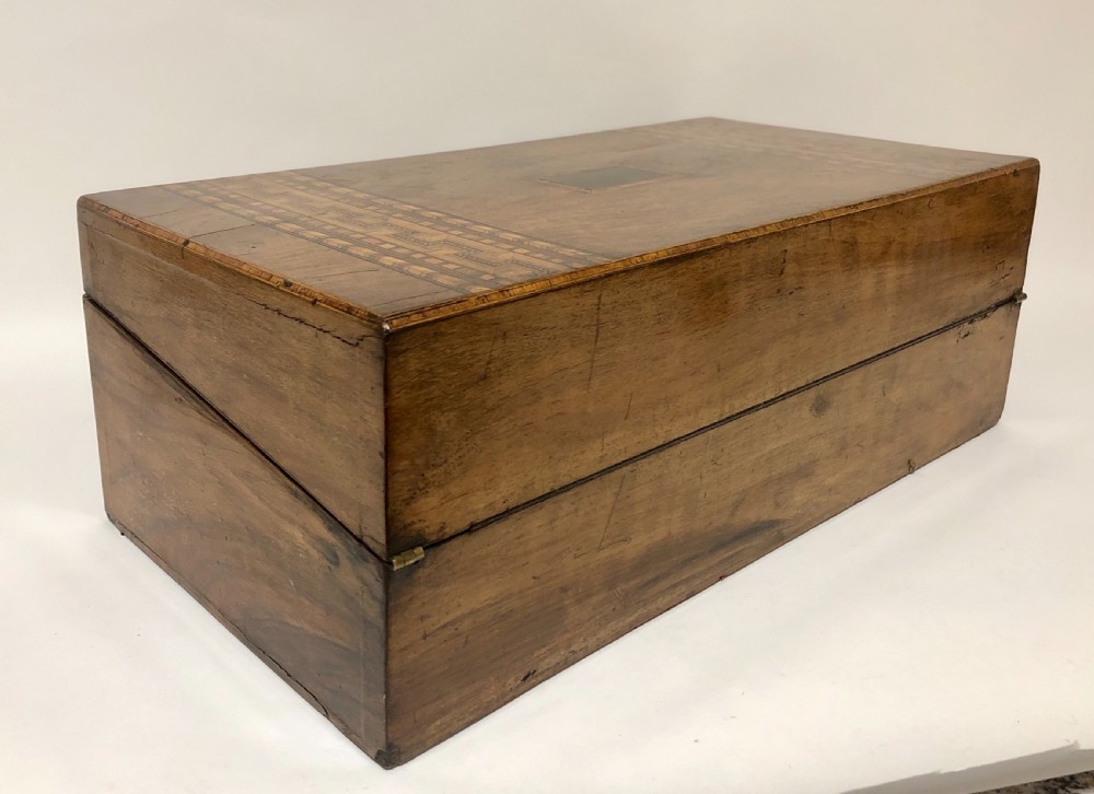 Antique Victorian Tunbridge Ware Writing Slope Box View VI