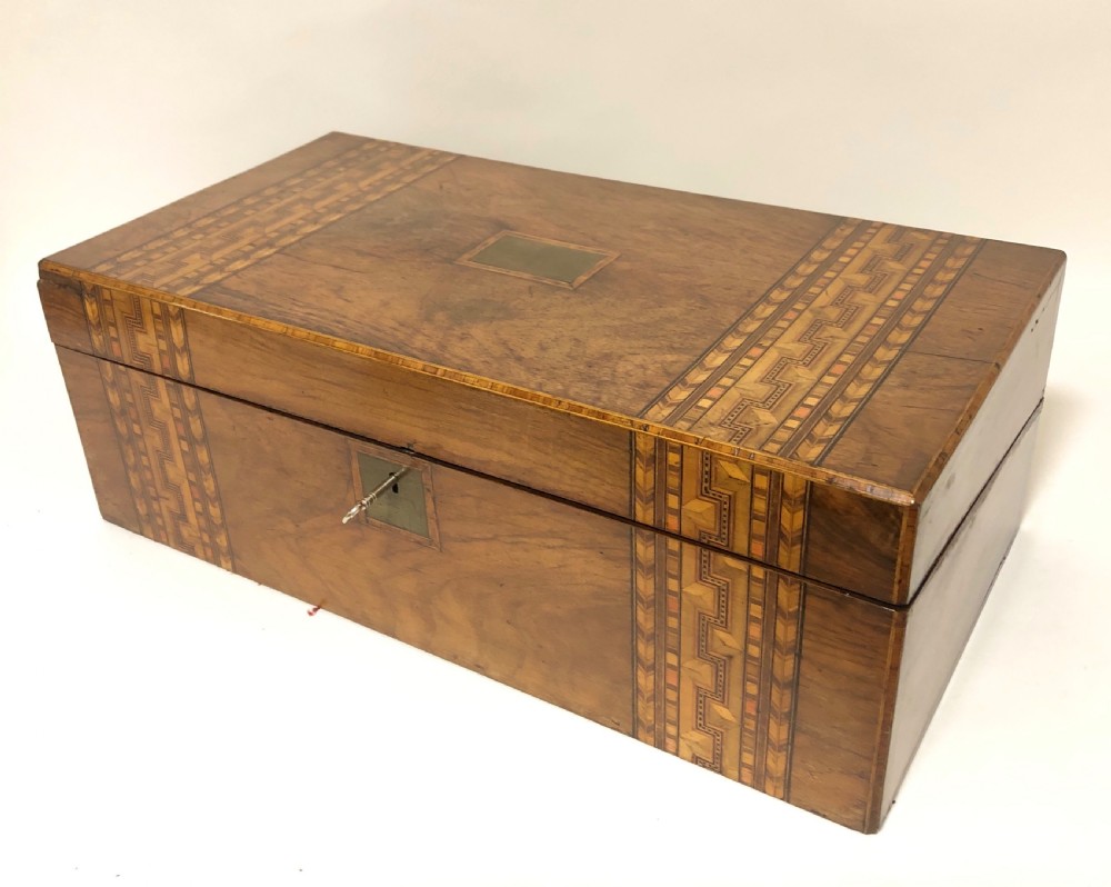 Antique Victorian Tunbridge Ware Writing Slope Box View VII