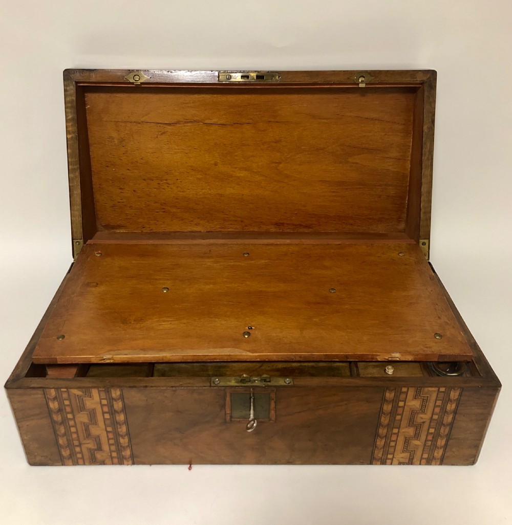 Antique Victorian Tunbridge Ware Writing Slope Box View XII