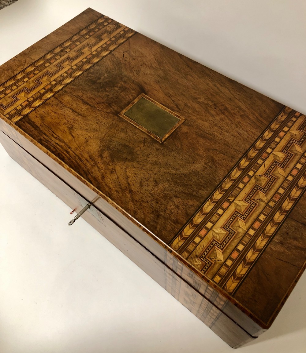 Antique Victorian Tunbridge Ware Writing Slope Box View XVI
