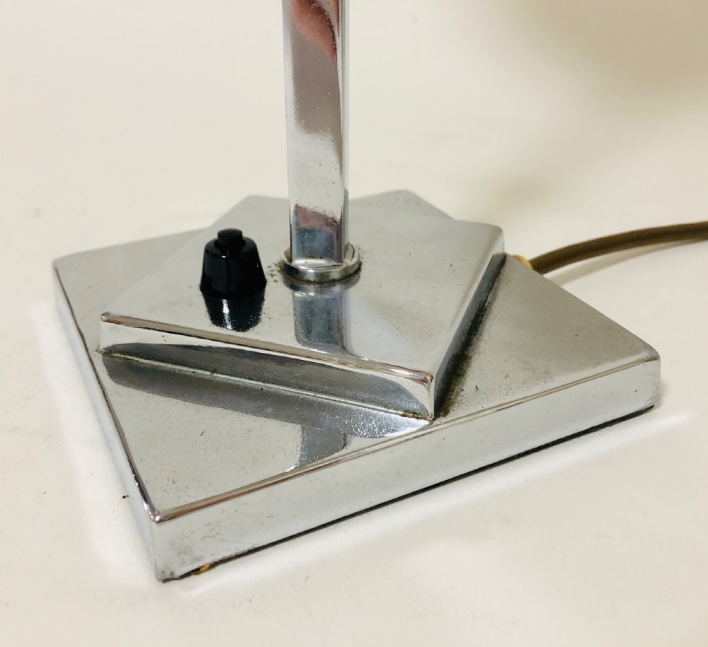 Art Deco Chrome Table Lamp with Glass Shade View III