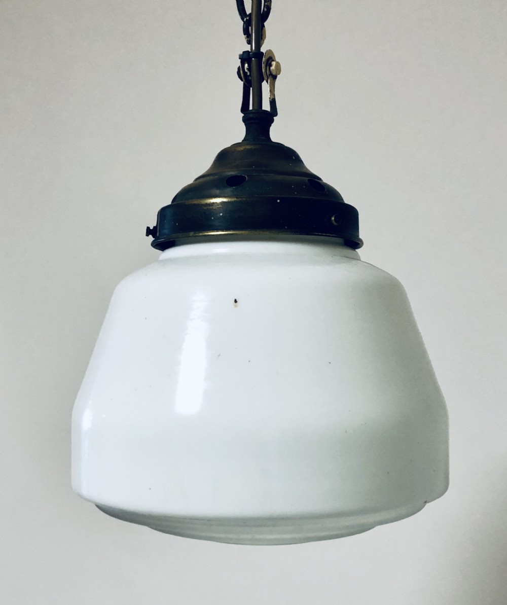 Antique Opaline Glass Pendant Light